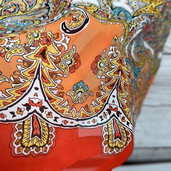 Roz & Ali Multicolor Paisley Print Flutter Sleeve Blouse Top XL - Picture 6 of 10